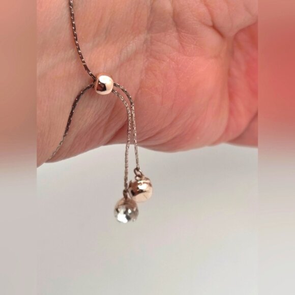 Rose Gold Plated Bar Plaque Bolo Bracelet Crystal Accents - Picture 5 of 5